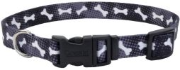 Coastal Pet Styles Nylon Adjustable Dog Collar Black Bones 1" W x 18-26" Long