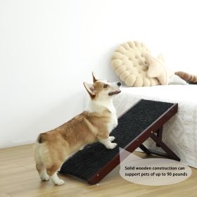 Adjustable Pet Ramp; Folding Portable Wooden Dog Cat Ramp; Non-Slip Paw Traction Mat Dog Step for Car; SUV; Bed; Couch; Adjustable Height from 10" to