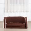 Brown Pet Sofa with Wooden Structure and Linen Goods White Roller Lines