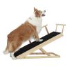 Tall Adjustable Pet Ramp; Folding Portable Wooden Dog Cat Ramp with Safety Side Rails; Non-Slip Paw Traction Surface Dog Step for Car; SUV; Bed; Couch