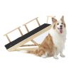 Tall Adjustable Pet Ramp; Folding Portable Wooden Dog Cat Ramp with Safety Side Rails; Non-Slip Paw Traction Surface Dog Step for Car; SUV; Bed; Couch