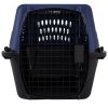 24in Hard-Sided Plastic Cat Dog Kennel Pet Carrier Crate 2-Door Topload Blue