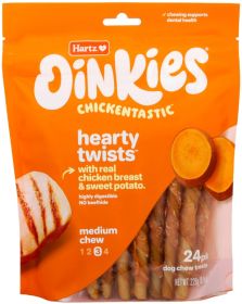 Hartz Oinkies Chickentastic Hearty Twists for Dogs (24 count: 24 count Hartz Oinkies Chickentastic Hearty Twists for Dogs)