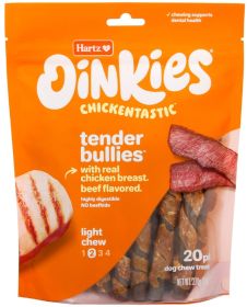 Hartz Oinkies Chickentastic Tender Bullies for Dogs (20 count: 20 count Hartz Oinkies Chickentastic Tender Bullies for Dogs)