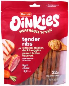 Hartz Oinkies Meathouse n Veg Tender Rib Treats for Dogs (22 count: 22 count Hartz Oinkies Meathouse n Veg Tender Rib Treats for Dogs)