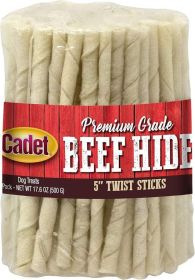 Cadet Premium Grade Beef Hide Twist Sticks 5 Inch (100 count: 100 count Cadet Premium Grade Beef Hide Twist Sticks 5 Inch)