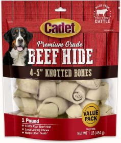 Cadet Premium Grade Beef Hide Knotted Bones 4 Inch (1 lb: 1 lb Cadet Premium Grade Beef Hide Knotted Bones 4 Inch)