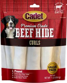 Cadet Premium Grade Beef Hide Chew Curls (1 lb: 1 lb Cadet Premium Grade Beef Hide Chew Curls)