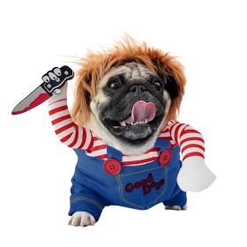 Pet Deadly Doll Costume Chucky Dog Cosplay Halloween Christmas Party Clothes for Dogs (size: M)