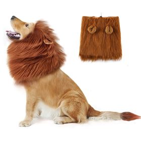 Adjustable Lion Wig with Ears for Dogs - Cute and Fun Mane Costume for Your Pet (Color: Light Brown, size: L)