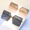 Big frame sunglasses personality chain mirror legs fashion street photography show sun shading sunglasses women