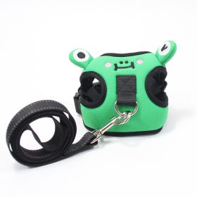 dog harness set; with leas frog leash pet mesh breathable small dog chest back retractable dog leash pet harness (colour: Calf+traction rope, Specification (L * W): M)