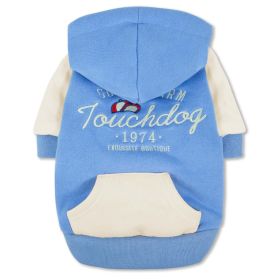 Touchdog 'Heritage' Soft-Cotton Fashion Dog Hoodie (Color: Blue, size: medium)