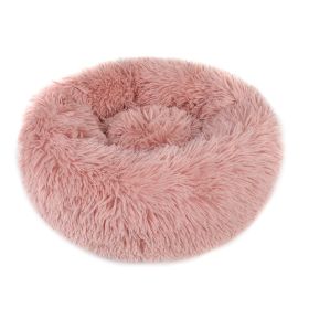 Small Large Pet Dog Puppy Cat Calming Bed Cozy Warm Plush Sleeping Mat Kennel, Round (Color: Pink, size: 16in)