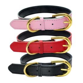 Genuine Leather Dog Collar; Wide Dog Collar; Soft Padded Breathable Adjustable Tactical Waterproof Pet Collar (colour: yellow, Specification (L * W): M 42*2.0cm)