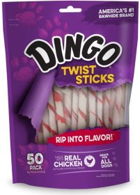 Dingo Twist Sticks with Real Chicken Regular (300 count (6 x 50 ct): 300 count (6 x 50 ct) Dingo Twist Sticks with Real Chicken Regular)