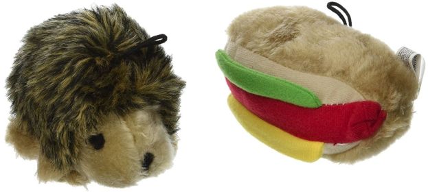 PetMate Booda Zoobilee Hedgehog and Hotdog Plush Dog Toy 3.5" Small (3 count: 3 count PetMate Booda Zoobilee Hedgehog and Hotdog Plush Dog Toy 3.5" Small)