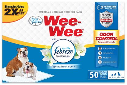 Four Paws Wee Wee Odor Control Pads with Fabreze Freshness (100 count (2 x 50 ct): 100 count (2 x 50 ct) Four Paws Wee Wee Odor Control Pads with Fabreze Freshness)