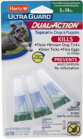 Hartz UltraGuard Dual Action Topical Flea and Tick Prevention for Very Small Dogs (5 - 14 lbs) (9 count (3 x 3 ct): 9 count (3 x 3 ct) Hartz UltraGuard Dual Action Topical Flea and Tick Prevention for Very Small Dogs (5 - 14 lbs))