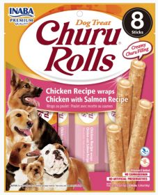 Inaba Churu Rolls Dog Treat Chicken Recipe wraps Chicken with Salmon Recipe (48 count (6 x 8 ct): 48 count (6 x 8 ct) Inaba Churu Rolls Dog Treat Chicken Recipe wraps Chicken with Salmon Recipe)