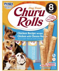 Inaba Churu Rolls Dog Treat Chicken Recipe wraps Chicken with Cheese Recipe (48 count (6 x 8 ct): 48 count (6 x 8 ct) Inaba Churu Rolls Dog Treat Chicken Recipe wraps Chicken with Cheese Recipe)