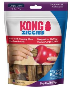 KONG Ziggies Dog Dental Chew Chicken Recipe Large (48 oz (6 x 8 oz): 48 oz (6 x 8 oz) KONG Ziggies Dog Dental Chew Chicken Recipe Large)