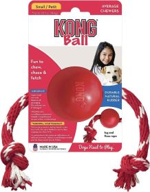 KONG Ball With Rope Dog Toy Small (1 count: 1 count KONG Ball With Rope Dog Toy Small)