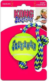 KONG Squeaker Ball with Rope Dog Toy (3 count: 3 count KONG Squeaker Ball with Rope Dog Toy)