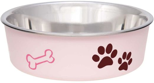 Loving Pets Light Pink Stainless Steel Dish With Rubber Base (Small - 6 count: Small - 6 count Loving Pets Light Pink Stainless Steel Dish With Rubber Base)