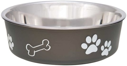 Loving Pets Bella Bowl with Rubber Base Steel and Espresso (Small - 6 count: Small - 6 count Loving Pets Bella Bowl with Rubber Base Steel and Espresso)