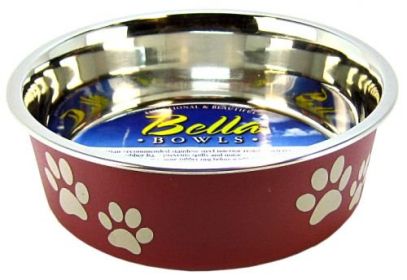 Loving Pets Merlot Stainless Steel Dish With Rubber Base (Small - 6 count: Small - 6 count Loving Pets Merlot Stainless Steel Dish With Rubber Base)