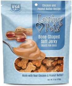 Loving Pets Bone-Shaped Soft Jerky Treats Peanut Butter (108 oz (18 x 6 oz): 108 oz (18 x 6 oz) Loving Pets Bone-Shaped Soft Jerky Treats Peanut Butter)