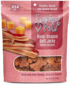 Loving Pets Bone-Shaped Soft Jerky Treats Bacon (108 oz (18 x 6 oz): 108 oz (18 x 6 oz) Loving Pets Bone-Shaped Soft Jerky Treats Bacon)