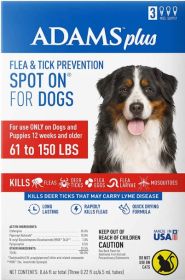 Adams Flea and Tick Prevention Spot On For Dogs 61 to 150 lbs X Large 3 Month Supply (3 count: 3 count Adams Flea and Tick Prevention Spot On For Dogs 61 to 150 lbs X Large 3 Month Supply)