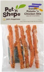 Pet n Shape Sweet Potato n Chicken Stix Made with Beefhide Dog Treat (12.8 oz (8 x 1.6 oz): 12.8 oz (8 x 1.6 oz) Pet n Shape Sweet Potato n Chicken Stix Made with Beefhide Dog Treat)