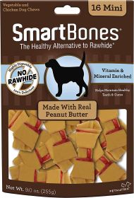 SmartBones Rawhide Free Peanut Butter Bones Mini (128 count (8 x 16 ct): 128 count (8 x 16 ct) SmartBones Rawhide Free Peanut Butter Bones Mini)