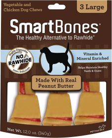 SmartBones Rawhide Free Peanut Butter Bones Large (9 count (3 x 3 ct): 9 count (3 x 3 ct) SmartBones Rawhide Free Peanut Butter Bones Large)