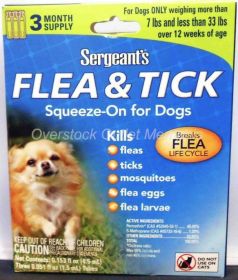 Sergeants Flea and Tick Squeeze-On for Dogs Under 33 lbs (18 count (6 x 3 ct): 18 count (6 x 3 ct) Sergeants Flea and Tick Squeeze-On for Dogs Under 33 lbs)