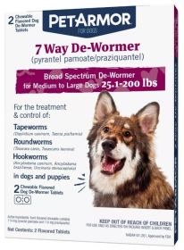 PetArmor 7 Way De-Wormer for Medium to Large Dogs 25-200 Pounds (6 count (3 x 2 ct): 6 count (3 x 2 ct) PetArmor 7 Way De-Wormer for Medium to Large Dogs 25-200 Pounds)