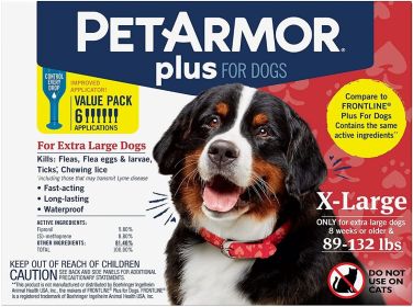 PetArmor Plus Flea and Tick Treatment for X-Large Dogs (89-132 Pounds) (18 count (3 x 6 ct): 18 count (3 x 6 ct) PetArmor Plus Flea and Tick Treatment for X-Large Dogs (89-132 Pounds))