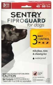 Sentry FiproGuard Flea and Tick Control for Large Dogs (9 count (3 x 3 ct): 9 count (3 x 3 ct) Sentry FiproGuard Flea and Tick Control for Large Dogs)