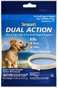 Sergeants Dual Action Flea and Tick Collar II for Small Dogs and Puppies Neck Size 15" (6 count: 6 count Sergeants Dual Action Flea and Tick Collar II for Small Dogs and Puppies Neck Size 15")