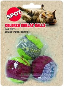 Spot Burlap Balls Cat Toys Assorted Colors (3 count: 3 count Spot Burlap Balls Cat Toys Assorted Colors)