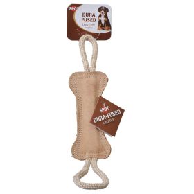 Spot Dura Fused Leather Bone Tug Dog Toy (3 count: 3 count Spot Dura Fused Leather Bone Tug Dog Toy)