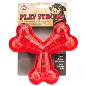 Spot Play Strong Rubber Trident Dog Toy Red (3 count: 3 count Spot Play Strong Rubber Trident Dog Toy Red)