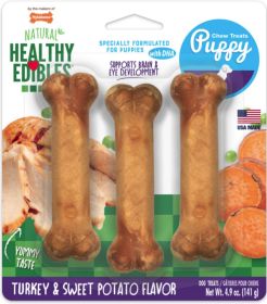 Nylabone Natural Healthy Edibles Puppy Turkey and Sweet Potato Puppy Chew Treats Regular (45 count (15 x 3 ct): 45 count (15 x 3 ct) Nylabone Natural Healthy Edibles Puppy Turkey and Sweet Potato Puppy Chew Treats Regular)