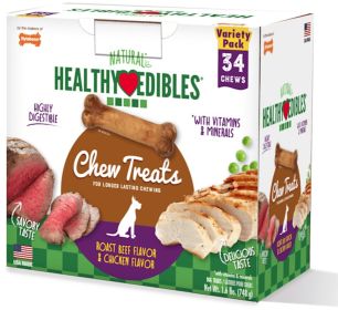 Nylabone Healthy Edibles Variety Pack Roast Beef and Chicken Petite (68 count (2 x 34 ct): 68 count (2 x 34 ct) Nylabone Healthy Edibles Variety Pack Roast Beef and Chicken Petite)