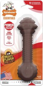 Nylabone Essentials Power Chew Barbell Meaty Medley Flavor (Medium - 4 count: Medium - 4 count Nylabone Essentials Power Chew Barbell Meaty Medley Flavor)