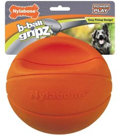 Nylabone Power Play B-Ball Grips Basketball Large 6.5" Dog Toy (2 count: 2 count Nylabone Power Play B-Ball Grips Basketball Large 6.5" Dog Toy)