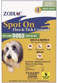 Zodiac Spot On Flea and Tick Control for Large Dogs (12 count (3 x 4 ct): 12 count (3 x 4 ct) Zodiac Spot On Flea and Tick Control for Large Dogs)